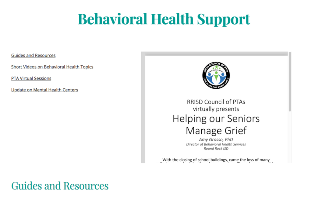 Round Rock ISD Behavioral Health Website