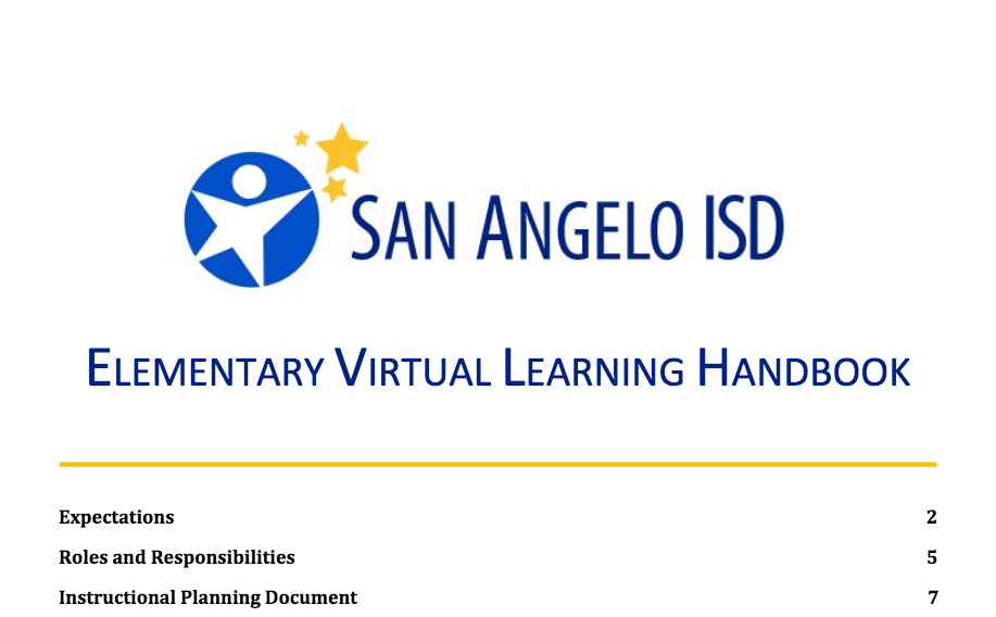 San Angelo ISD Virtual Learning Handbooks