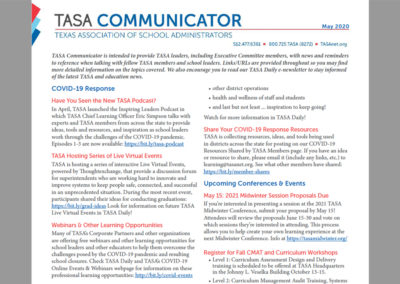 TASA Communicator Newsletter Sponsorship – $500 per month