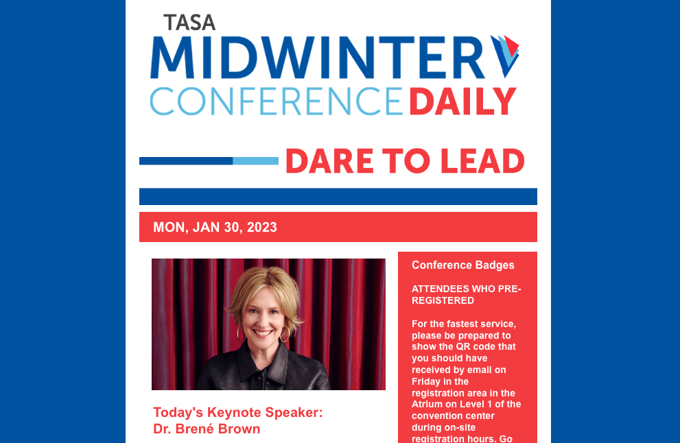 TASA Midwinter Conference Daily E-Newsletter Ad – $3,500