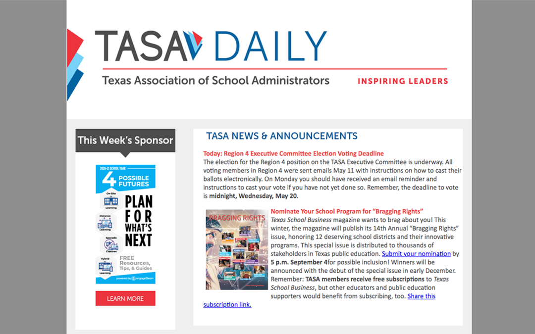TASA Daily Advertisement – $2,500 per week