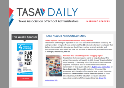 TASA Daily Advertisement – $2,000 per week